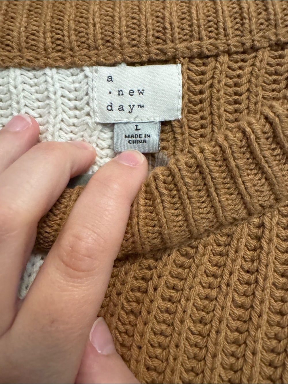 a new day Colorblock Crewneck Sweater - White, Camel, Gray & Black - Picture 2 of 5
